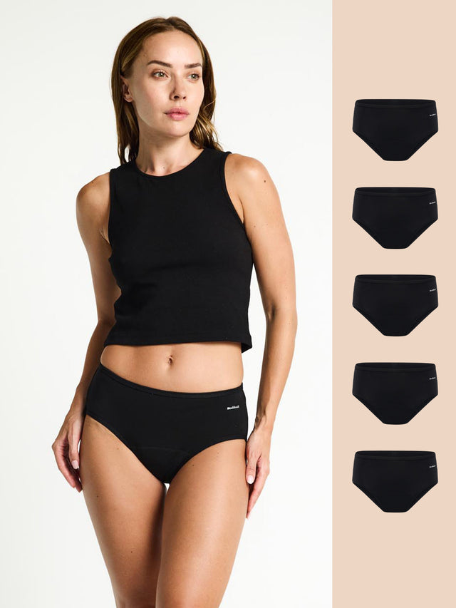 Pack de 5 culottes taille mi-haute basiques flux moyen