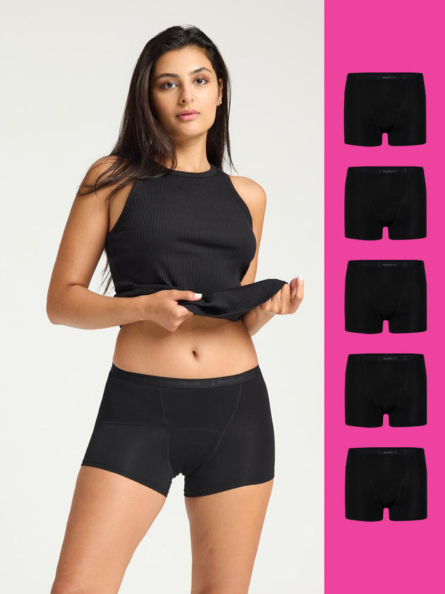 Klassische Boyshorts mit hoher Saugfähigkeit, 5er-Pack