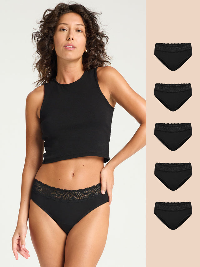 Sensual Hi Waist Bikini mit hoher Saugfähigkeit, 5er-Pack