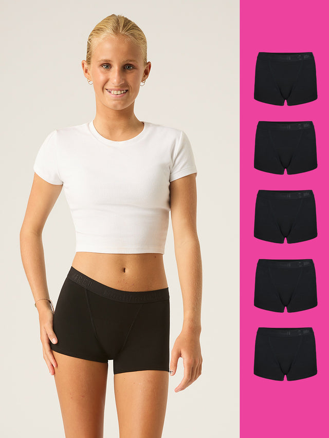 Pack de 5 boxers taille basse ado flux moyen