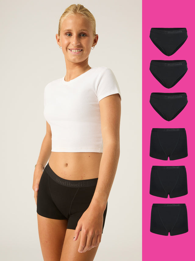 Pack de 6 boxers taille basse ado