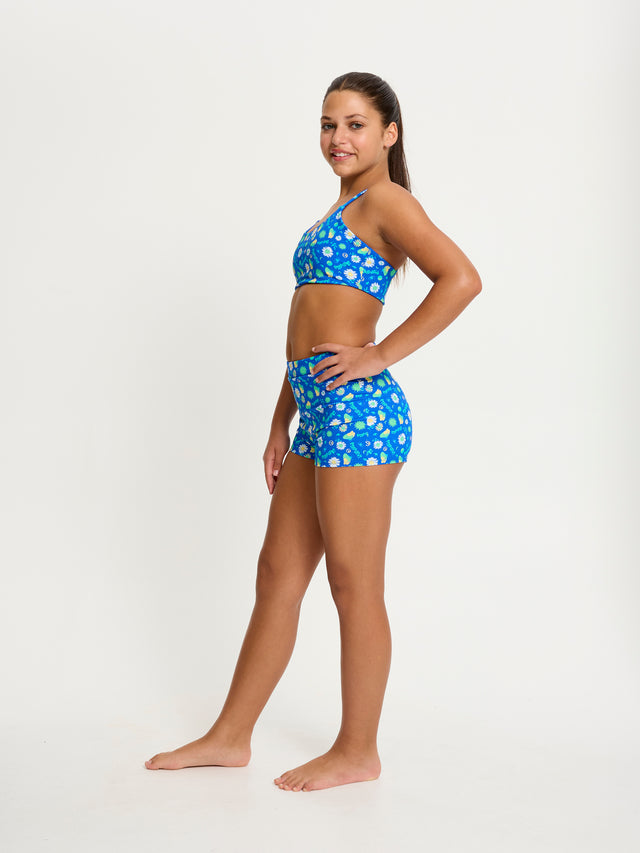 SmileyWorld® | Modibodi Teen Bademode Hi Waist Short Super Boho Botanical Blue