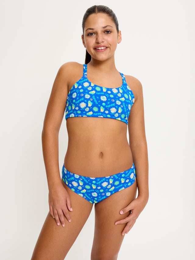 SmileyWorld® | Modibodi Teen Bademode Wendbares Crop Top Boho Botanical Blue