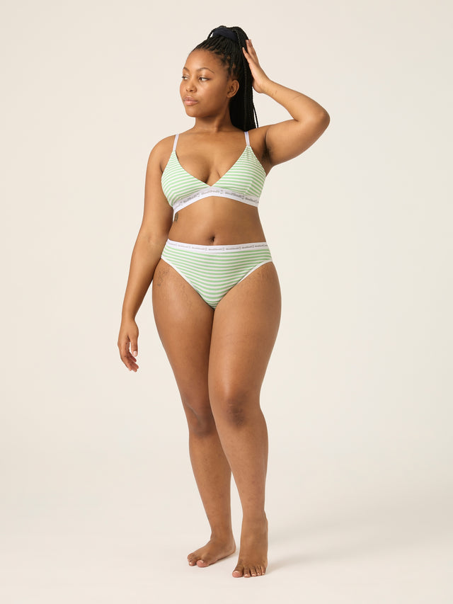 Brassière triangle basique Rayures vert prairie