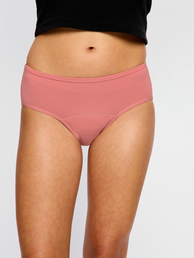 Pack de 3 culottes taille mi-haute basiques flux moyen Lit de roses/Vert sarcelle/Violet tonic