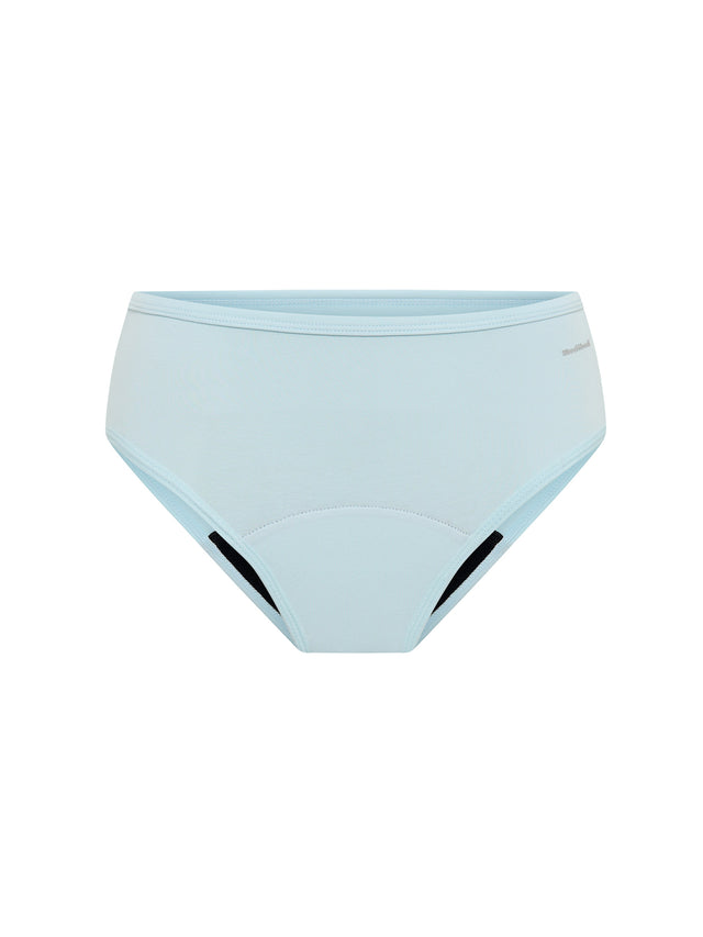Pack de 3 culottes taille mi-haute basiques flux moyen Argile italienne/Bleu morose/Rouge betterave
