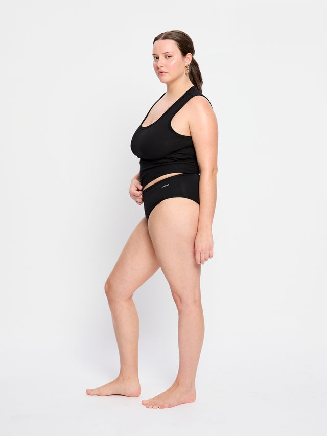 Culotte taille mi-haute basique flux ultra Noir