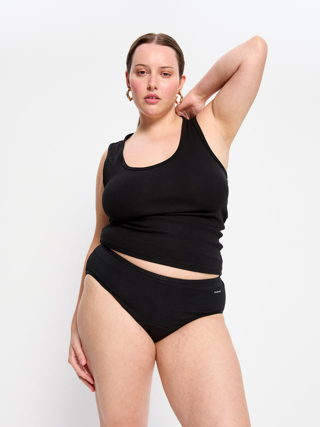 Culotte taille mi-haute basique flux ultra Noir