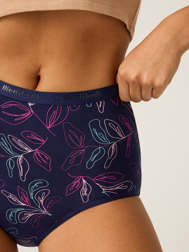 Classic Full Brief Moderate Passion Vine Navy