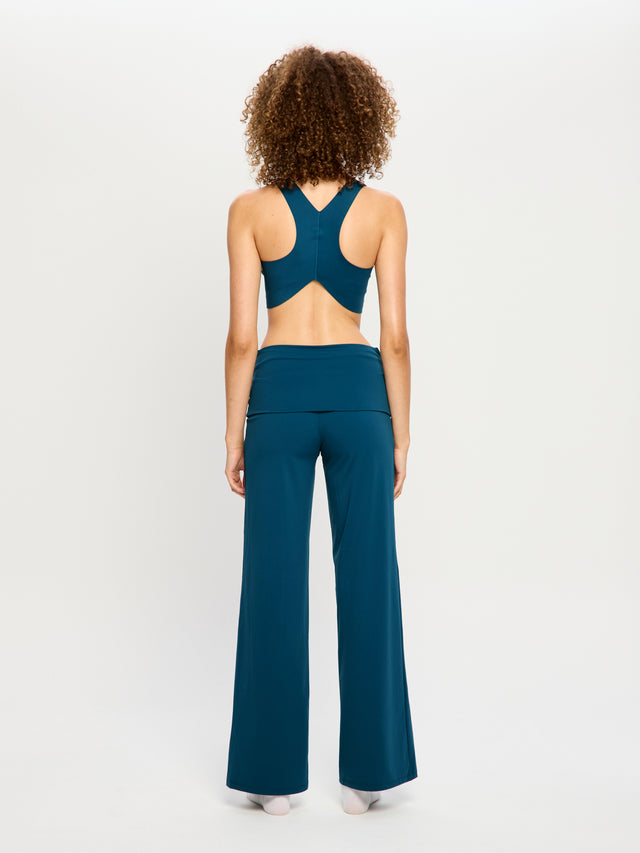Pantalon confort coupe large Bleu sarcelle