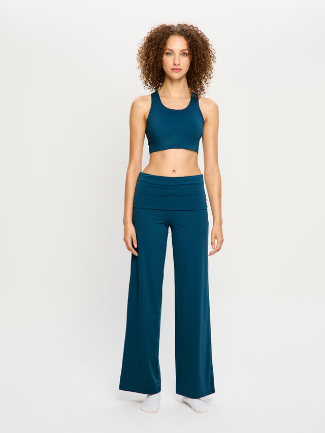 Pantalon confort coupe large Bleu sarcelle