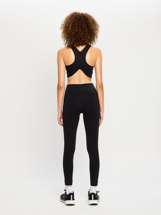 Lange Leggings mit geklebtem Panel in Schwarz