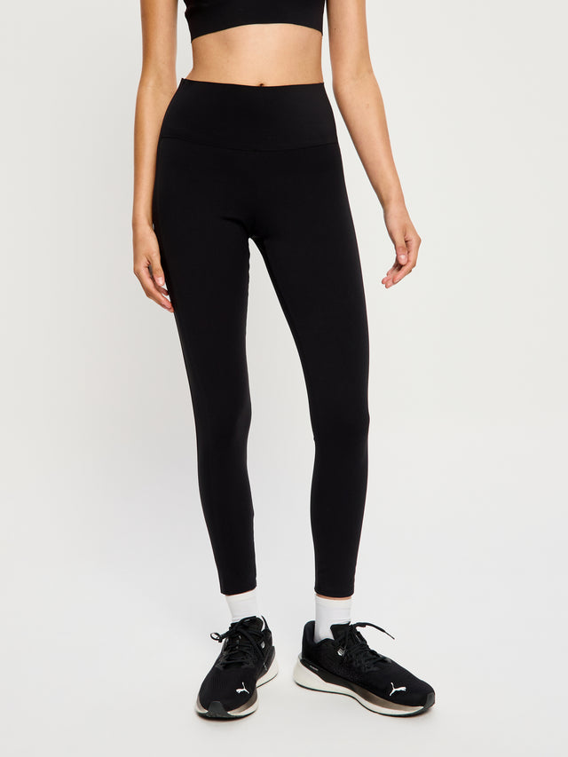 Lange Leggings mit geklebtem Panel in Schwarz