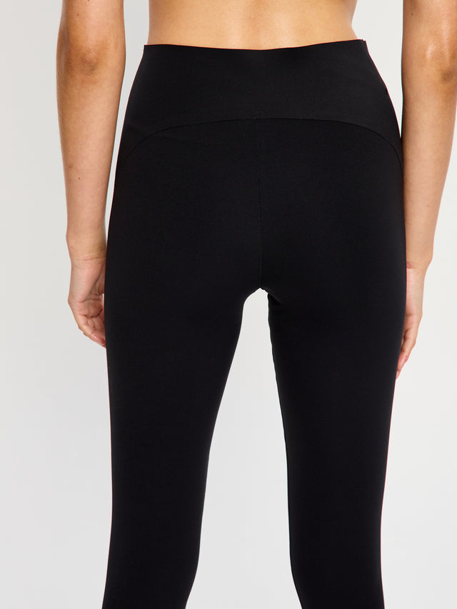 Lange Leggings mit geklebtem Panel in Schwarz