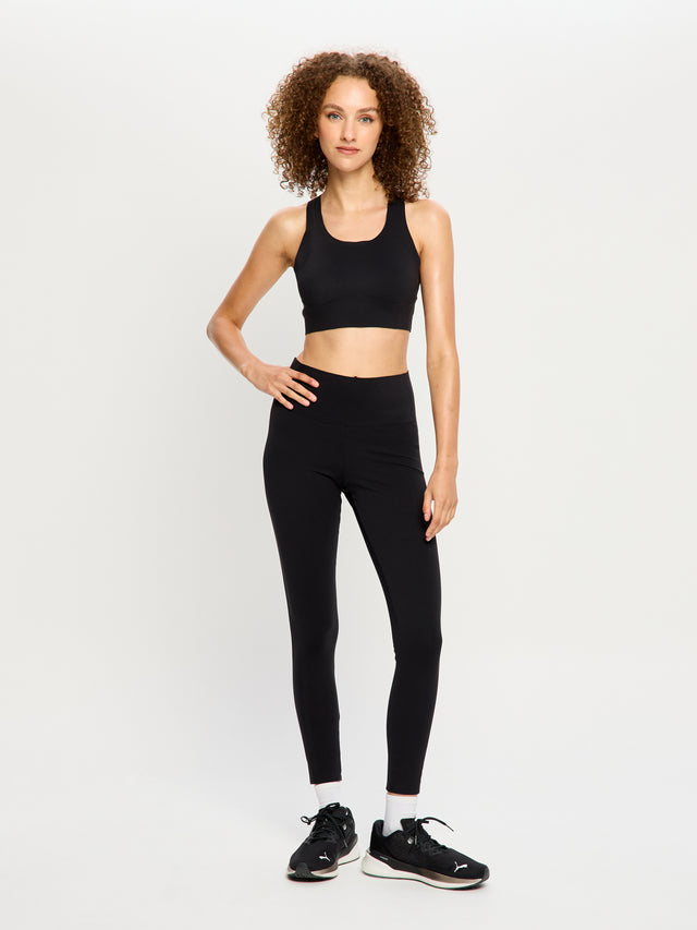 Lange Leggings mit geklebtem Panel in Schwarz