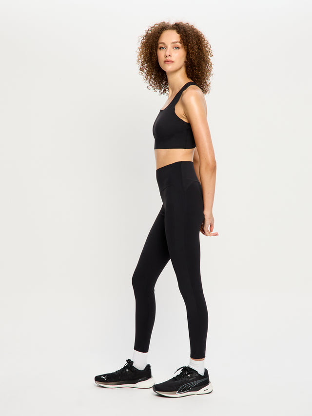 Lange Leggings mit geklebtem Panel in Schwarz