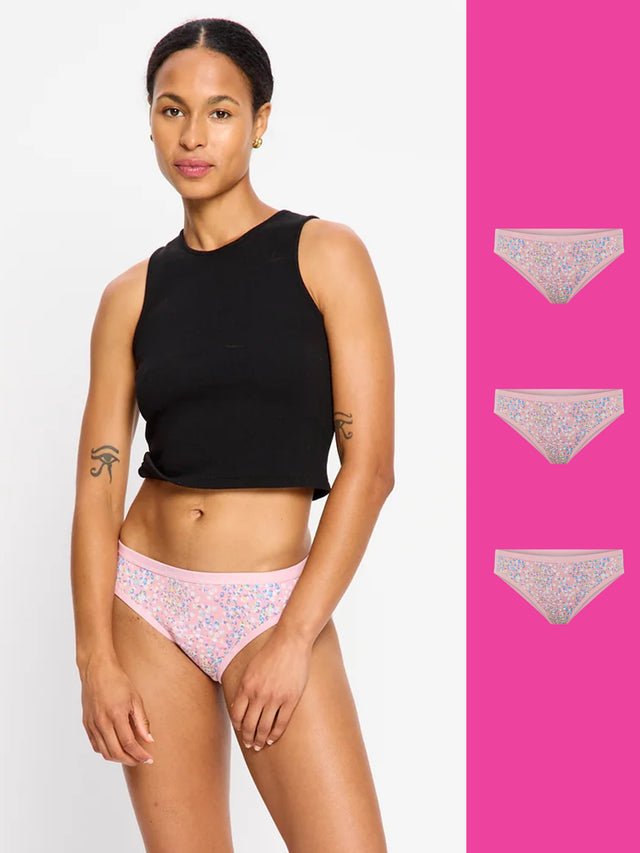 Klassischer Bikini, Hellflorespink, 3er-Pack