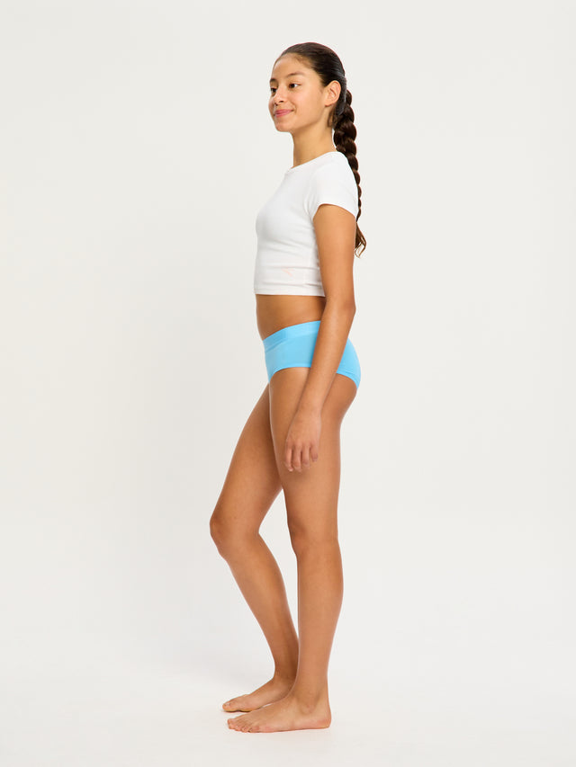 Short boyleg taille basse ado flux moyen Bleu bulle