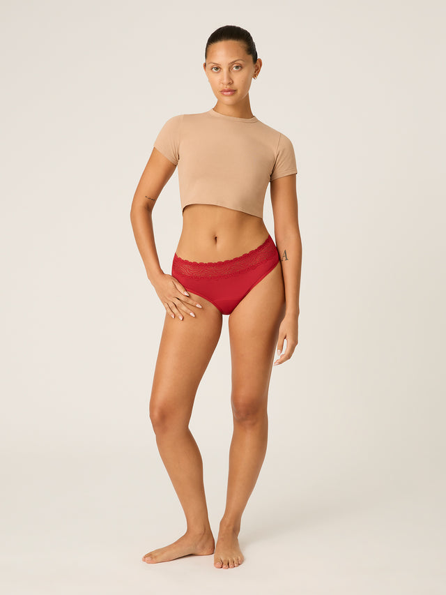 Sinnlicher Hi Waist Bikini Hellrot