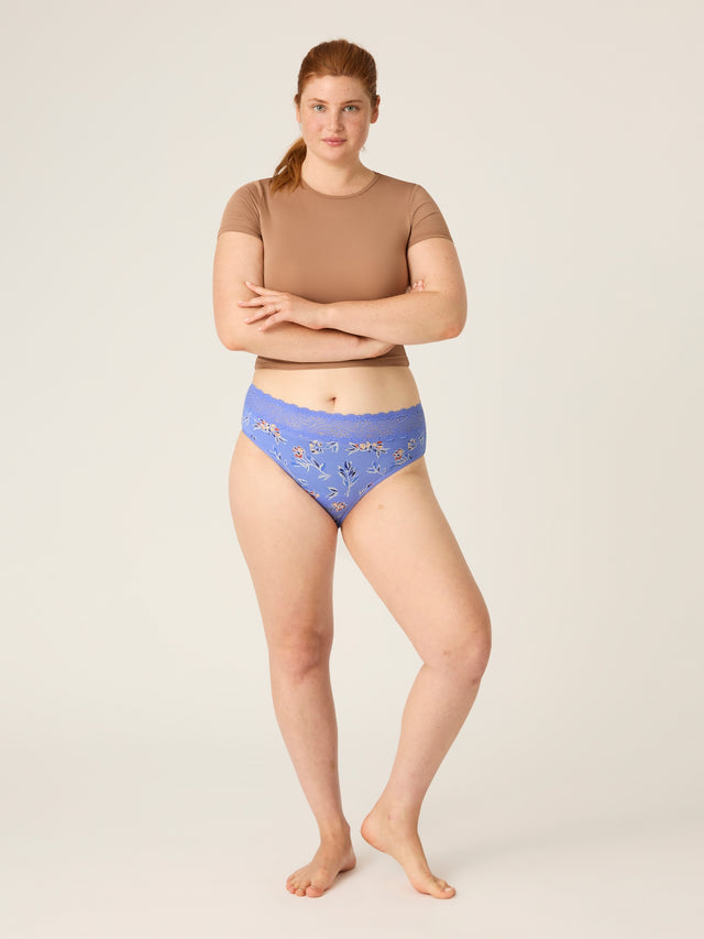 Sinnlicher Hi Waist Bikini Moderate Bouquet Blau