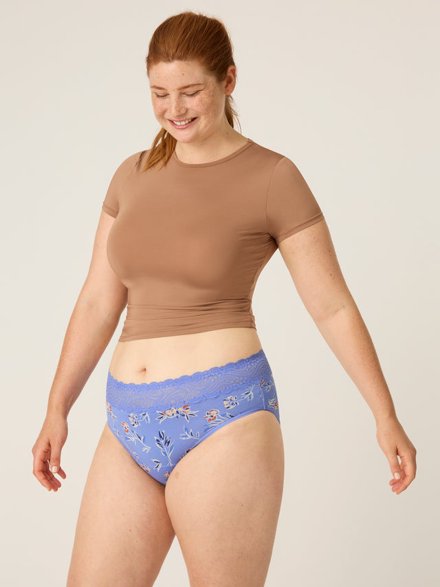 Sinnlicher Hi Waist Bikini Moderate Bouquet Blau