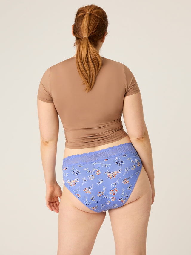 Sinnlicher Hi Waist Bikini Moderate Bouquet Blau