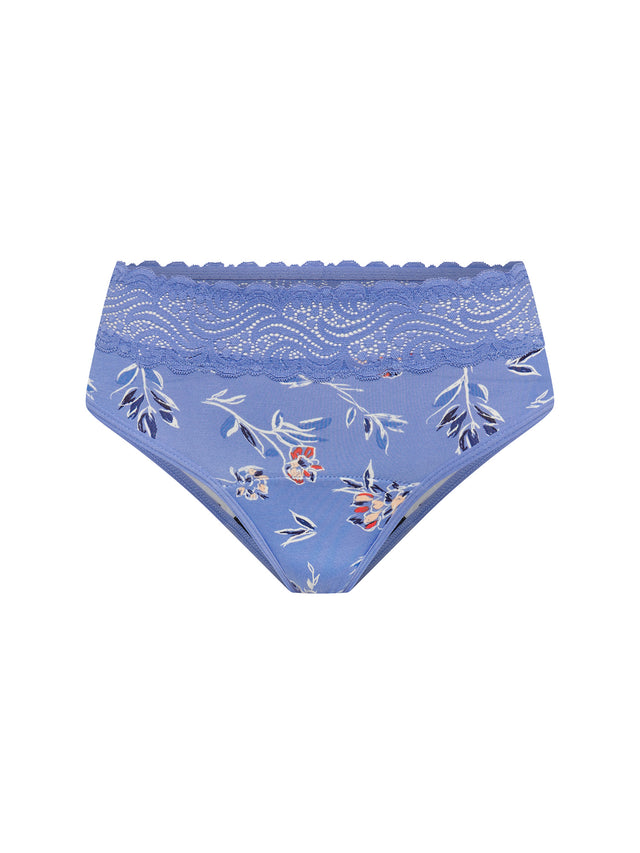 Sinnlicher Hi Waist Bikini Moderate Bouquet Blau