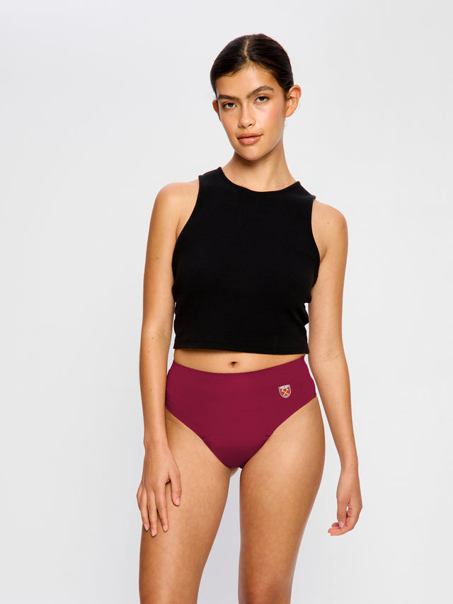 Culotte taille haute sans coutures West Ham United Women X Modibodi Bordeaux Moyen