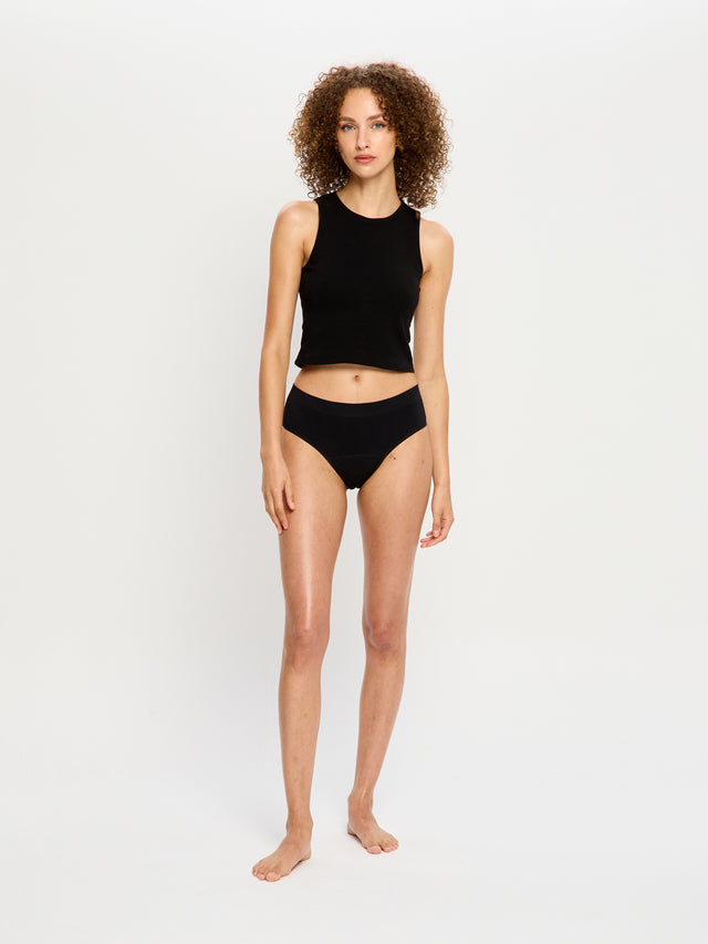 Pack de 2 culottes de bikini sans coutures douces et extensibles flux moyen Noir