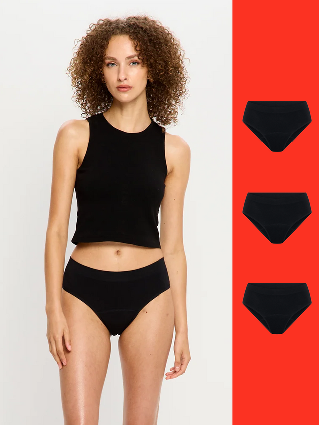 Lot de 3 slips de bikini doux et extensibles sans coutures, noir modéré