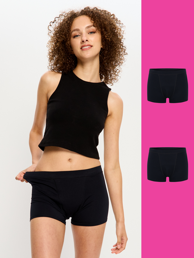 Lot de 2 boxers doux et extensibles sans coutures, super noir