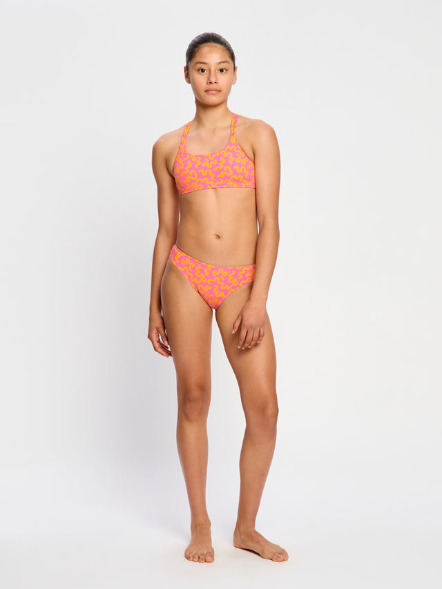 Maillot de bain pour ado, culotte de bikini rose clair ondulé