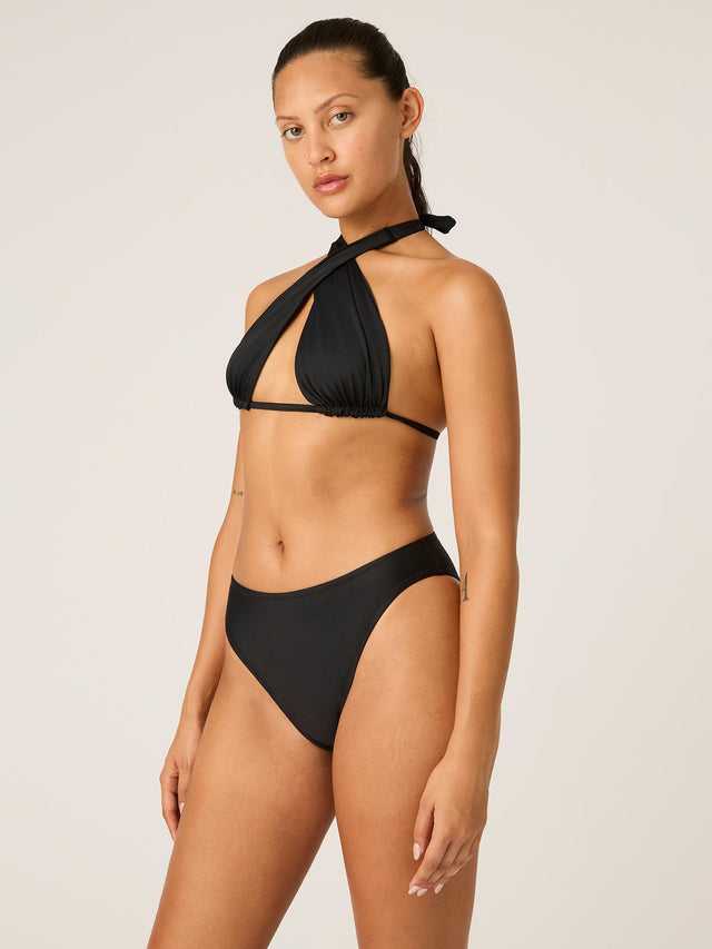Bas de maillot de bain échancré cheeky niveau d’absorption ultra Noir