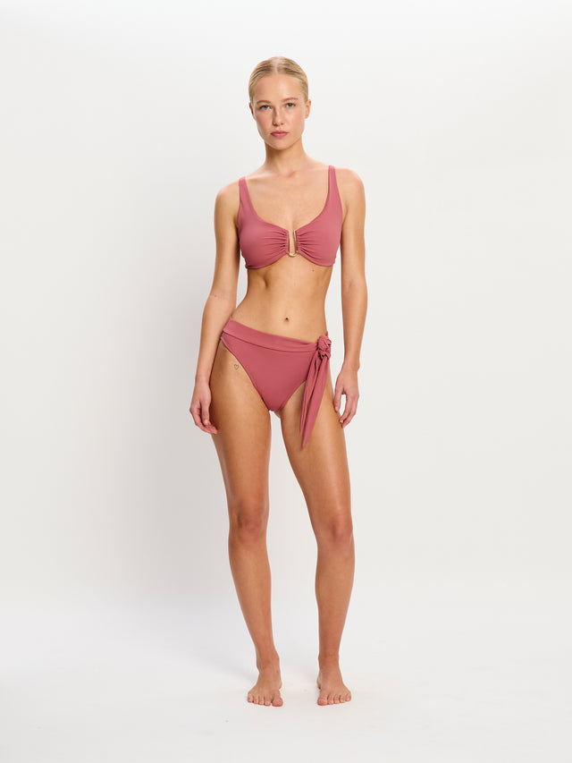 Bas de bikini taille haute Molokai à liens niveau d’absorption ultra Mauve