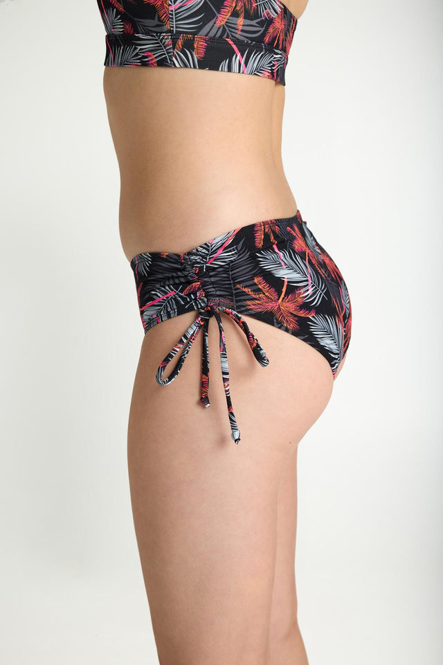Teen Swimwear Bikinihose mit seitlicher Schnürung Super Jungle Palm Schwarz