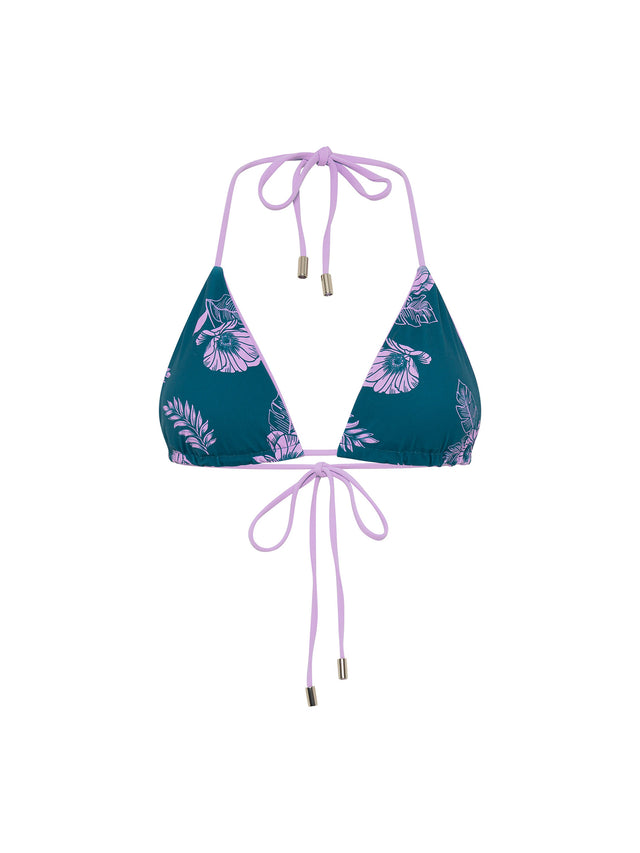 Haut de maillot de bain triangle réversible Imprimé Minuit tropical/Lavande