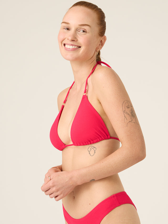 Haut de maillot de bain triangle doux et extensible Rose éclat