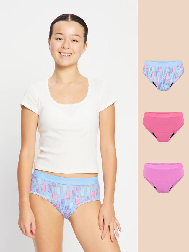 Pack de 3 shorts boyleg taille basse ado flux moyen Sorbet sucré Multi