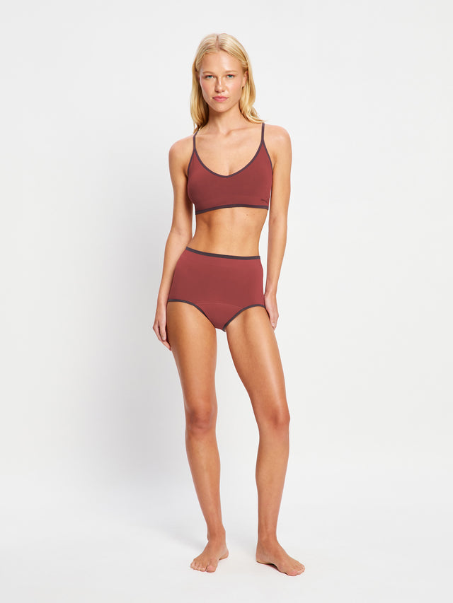 Brassière sans coutures col V Puma X Modibodi prune violette