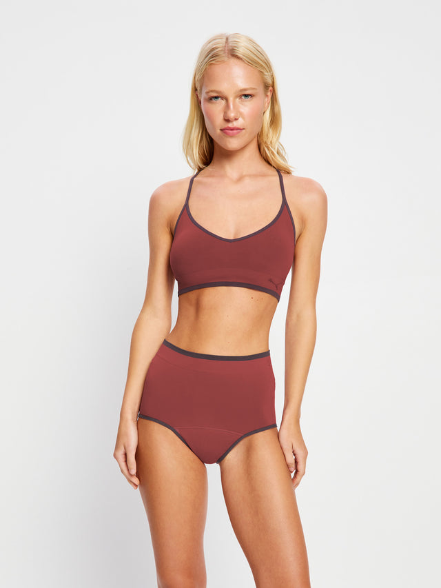 Puma X Modibodi Slip Sans Coutures Taille Haute Jambes Courtes Flux Modéré Prune Violette