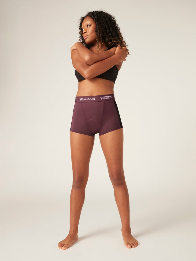 Puma x Modibodi Active Boyshort Moderate Traubenwein/Schwarz