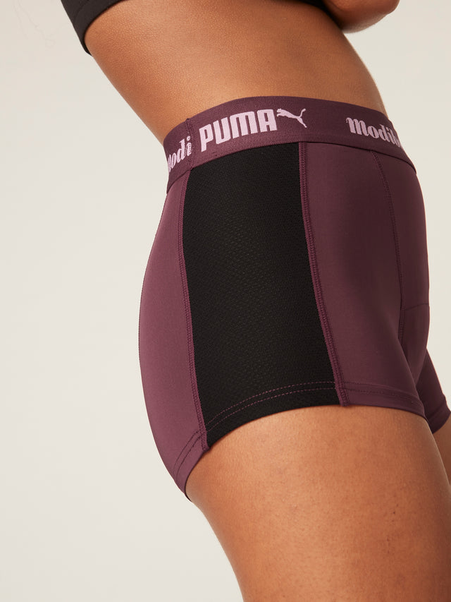 Puma x Modibodi Active Boyshort Moderate Grape Wine/Black