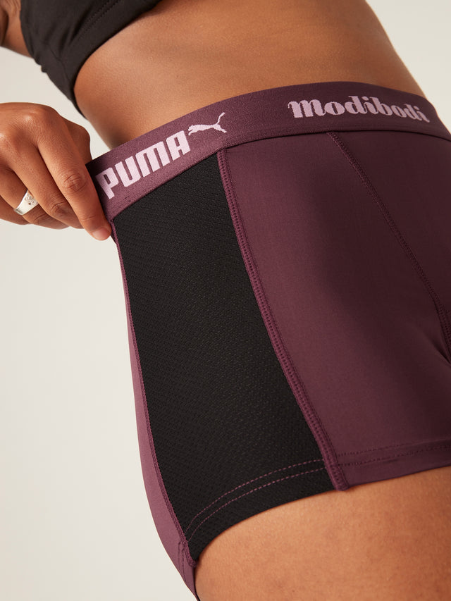 Puma x Modibodi Active Boyshort Moderate Grape Wine/Black