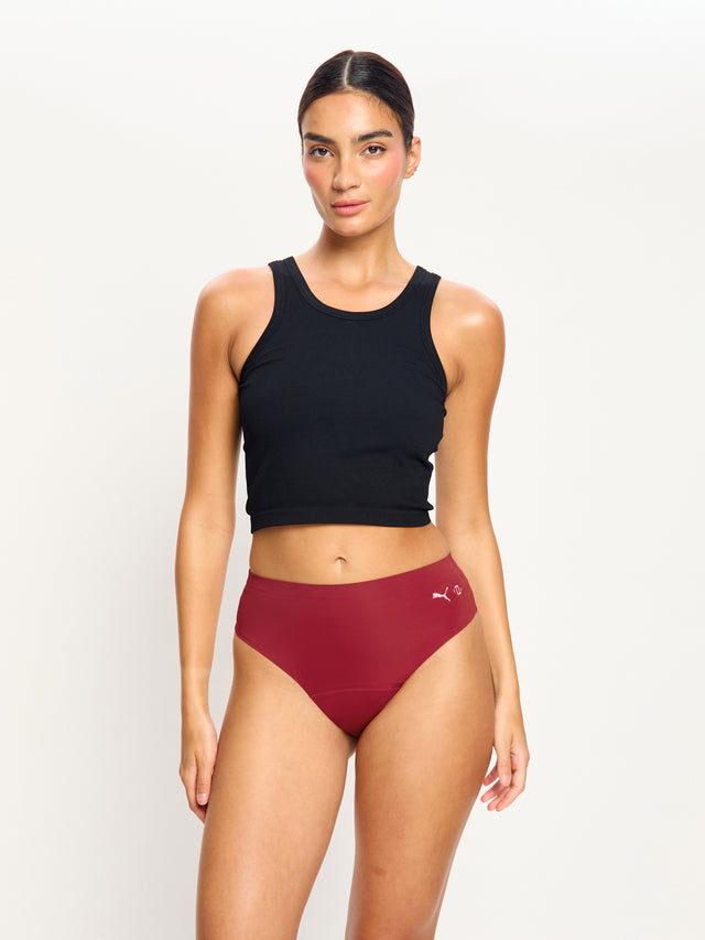 Puma X Modibodi Seamfree Active Hi Waist Cheeky Moderate Caramelised Red