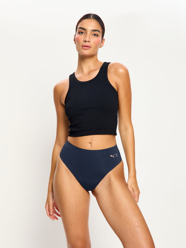 Puma X Modibodi sans coutures Actif taille haute cheeky flux moyen Minuit