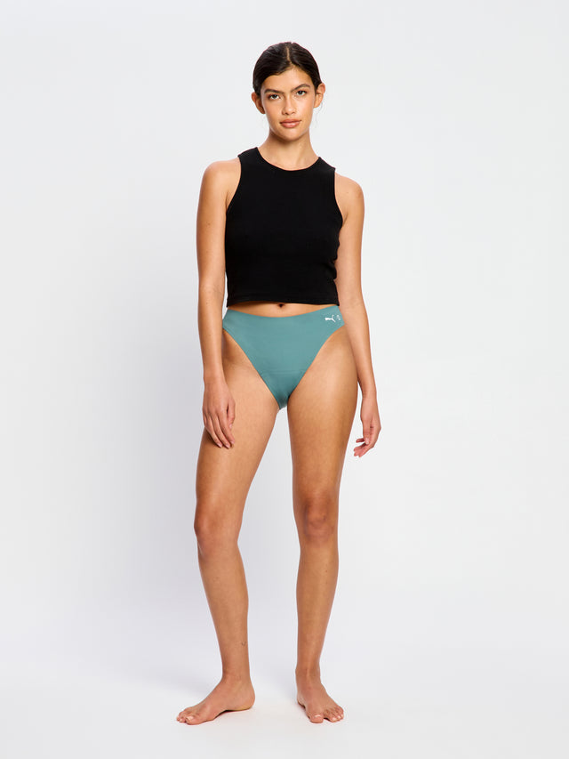 Bikini Actif sans coutures Puma X Modibodi flux moyen échancré cheeky Vert sauge