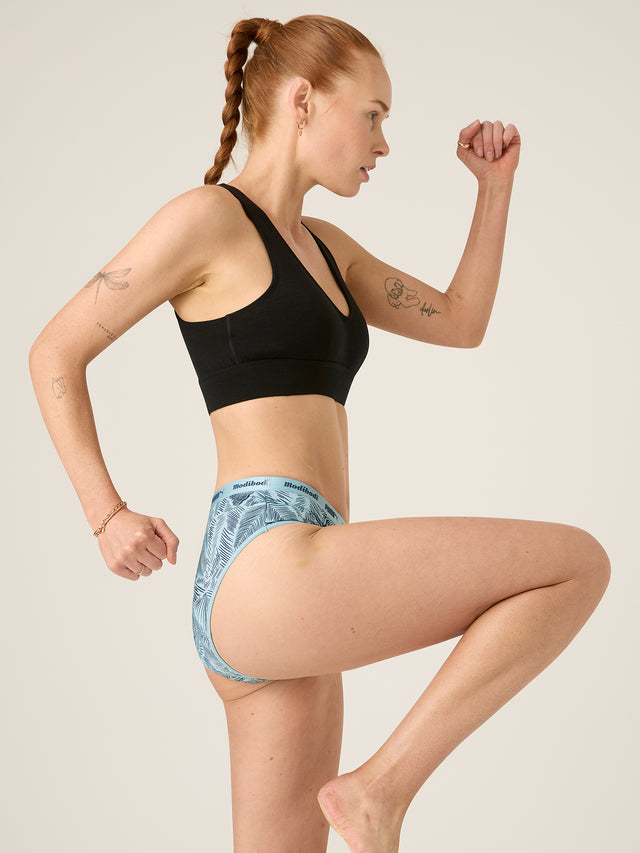 Culotte classique imprimée Active Puma X Modibodi flux moyen Bleu palmier