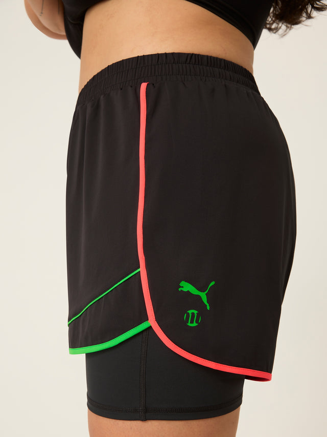Puma X Modibodi 2-in-1 Active Short Moderate Schwarz/Fire Orchid Puma Grün