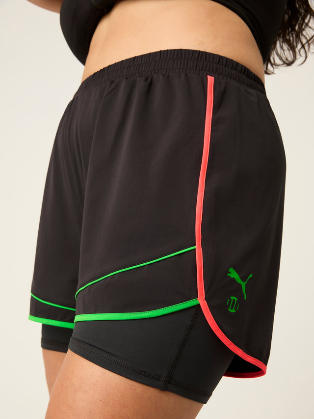 Puma X Modibodi 2-in-1 Active Short Moderate Schwarz/Fire Orchid Puma Grün