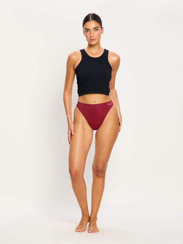 Puma X Modibodi – Nahtloser Active-Tanga mit hoher Taille, hellkaramellisiertes Rot
